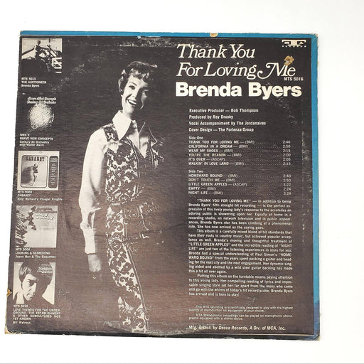 Brenda Byers Thank You For Loving Me LP Record MTA Records 1969 MTS 5016 2