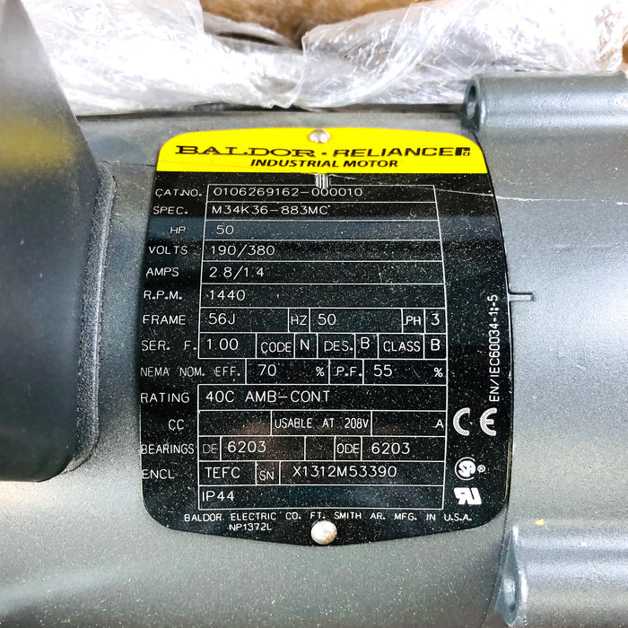 Baldor Reliance Electric Motor M15B .50 HP 190/380 Volts 1440 RPM New