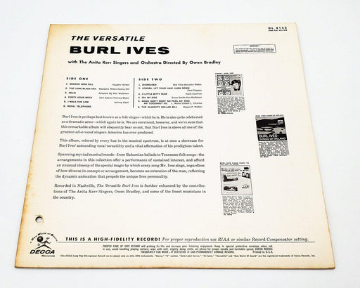 Burl Ives The Versatile Burl Ives! 33 RPM LP Record Decca 1961 DL 74152 2