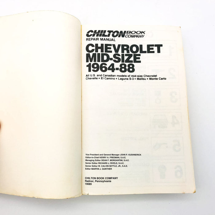 Chilton's Chevrolet Mid Size 1964-88 Paperback 1988 Car Repair Guide Manual 6