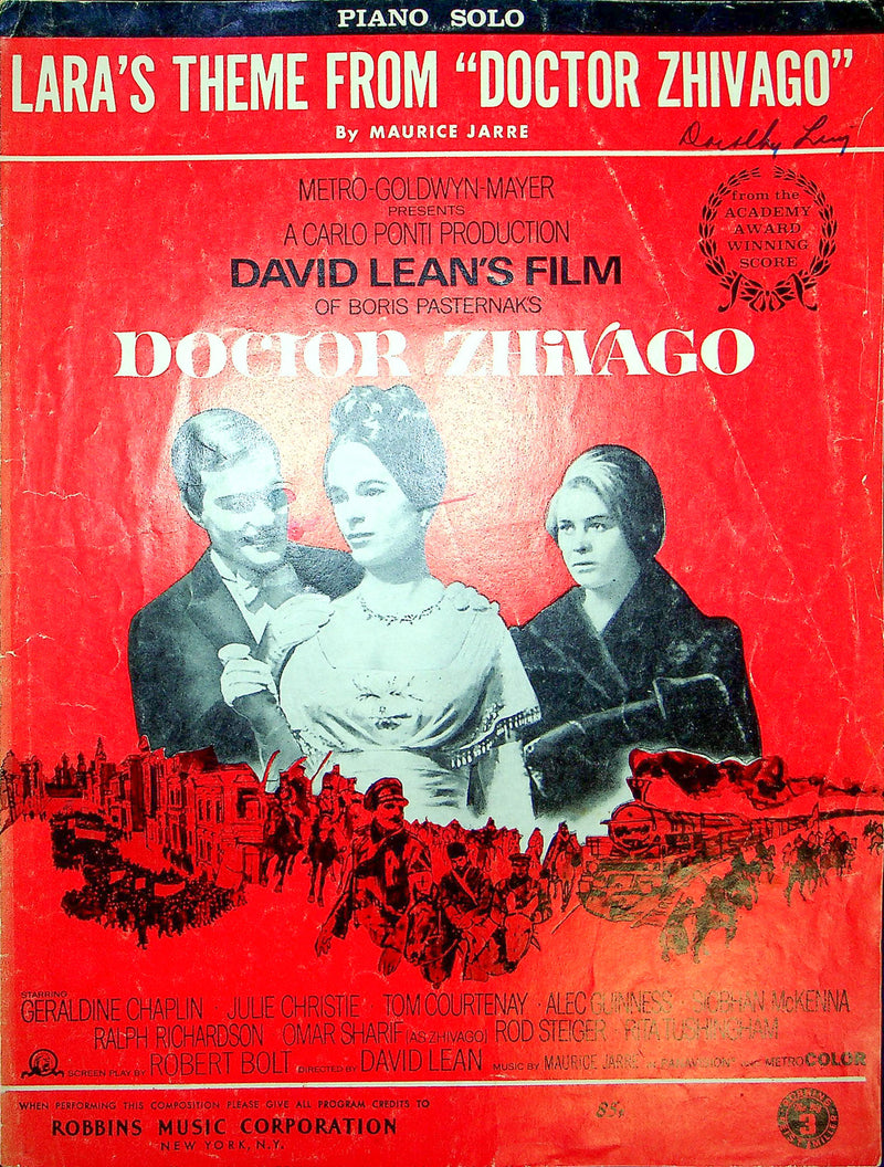 Sheet Music Lara's Theme From Doctor Zhivago Geraldine Chaplin Julie Christie 2