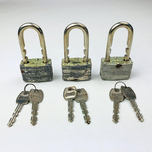 3ct Vintage No 510 Master Lock Padlock Adjustable Shackle 2-1/4" NOS Keyed Alike 1