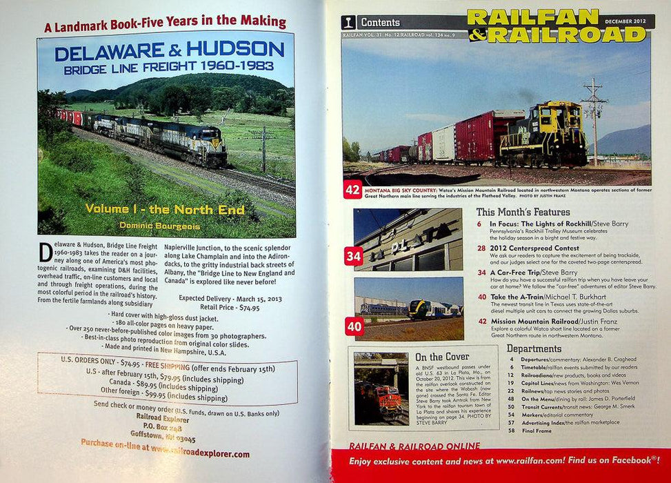 Railfan & Railroad Magazine December 2012 Vol 31 No 12 From East To Midwest