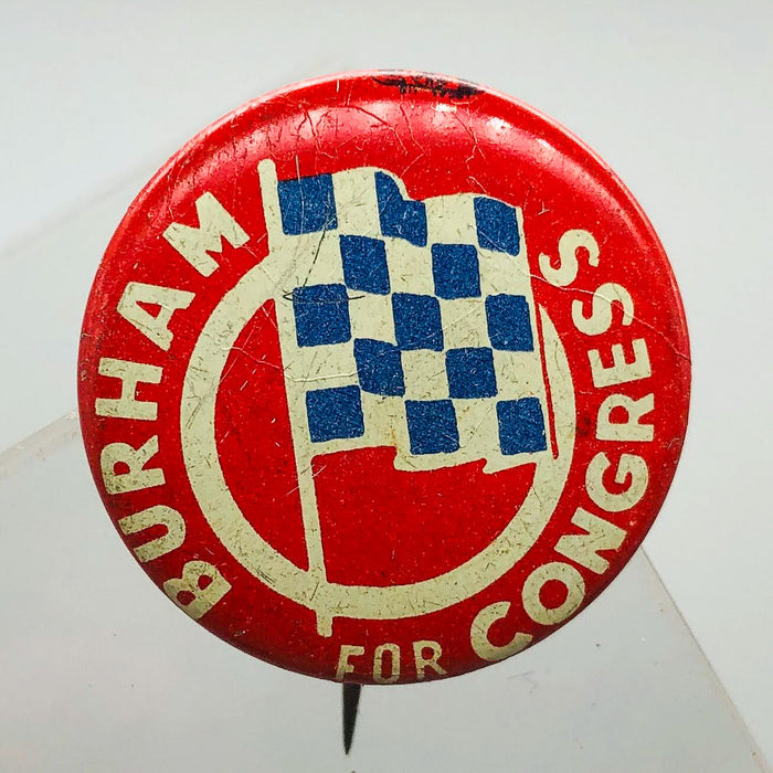 Burham For Congress Button Pin 1" Vintage Political Campaign Union Made Red 5