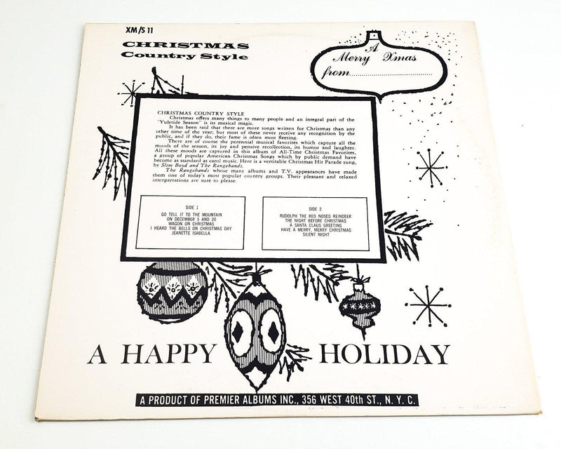 Slim Boyd And The Rangehands Christmas Country Style 33 RPM LP Record Premier 2