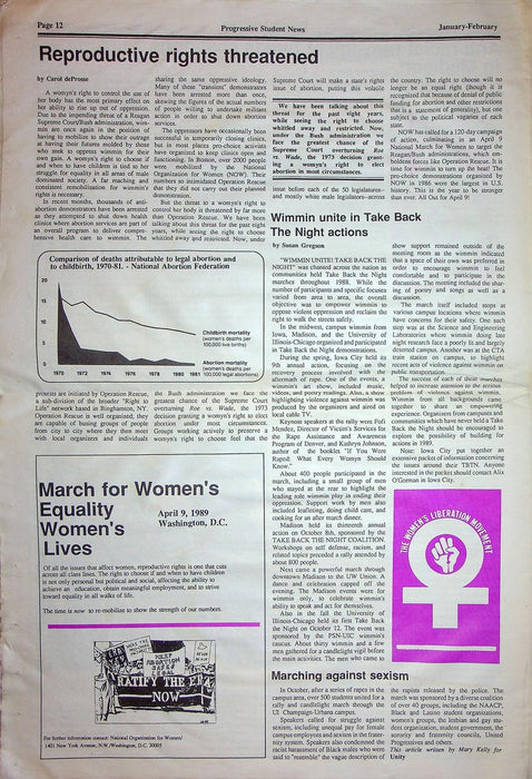 The Progressive Student Network Newspaper Jan-Feb 1989 Madison Wisonsin College