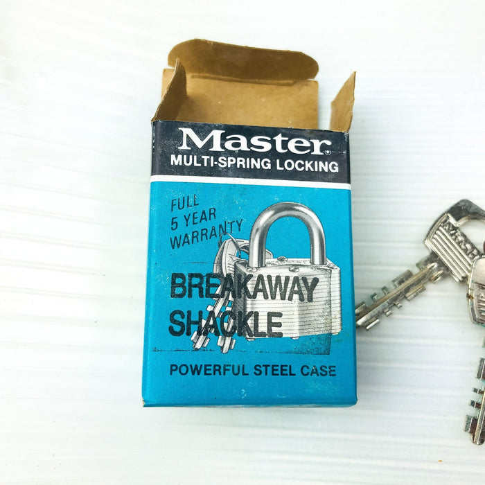 Master 500 Steel Padlock Lock Keys Breakaway Shackle New 197 Keyed NOS Vintage 3