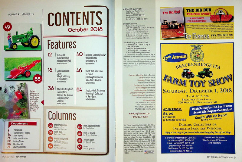 Toy Farmer Magazine October 2018 # 10 Youth Collectors Diecast Farm Tractors