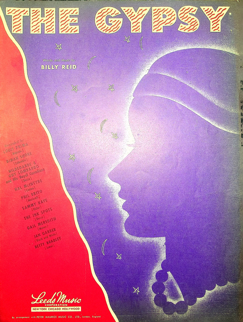 Sheet Music The Gypsy Billy Reid 1946 Louis Prima Dinah Shore Piano Vocal 1