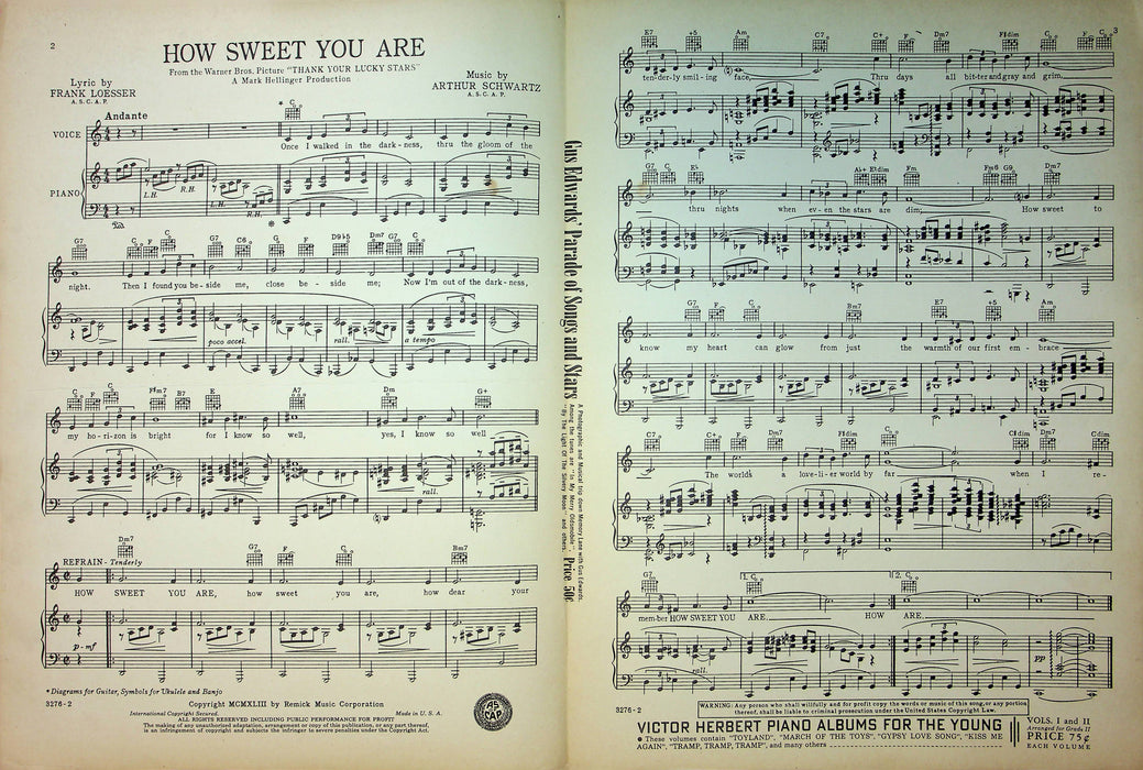 Thank Your Lucky Stars Sheet Music How Sweet You Are Humphrey Bogart Bette Davis 2