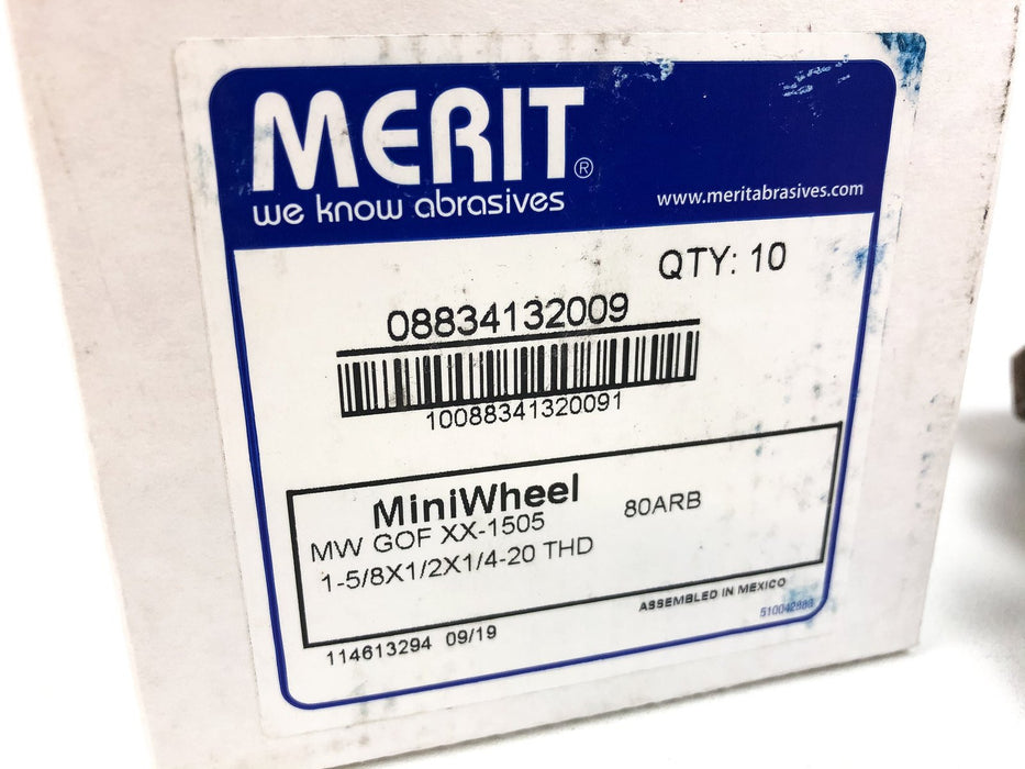 Merit Mini Flap Wheel 32009 MW GOF XX-1505 80 ARB 1-5/8"x1/2"x1/4" THD 10pk 5