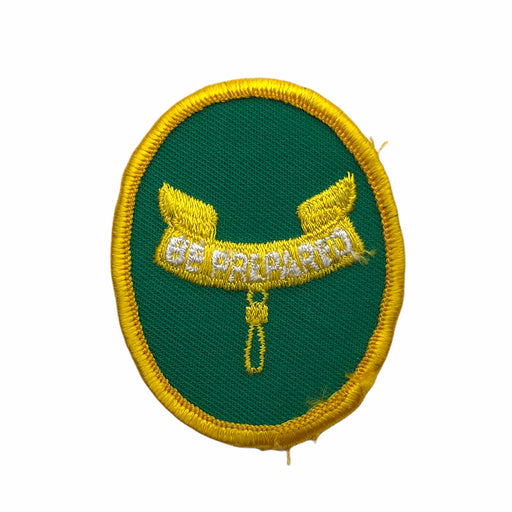 Boy Scouts of America BSA Be Prepared Patch Insignia Emblem Green Gold Oval Glue 2