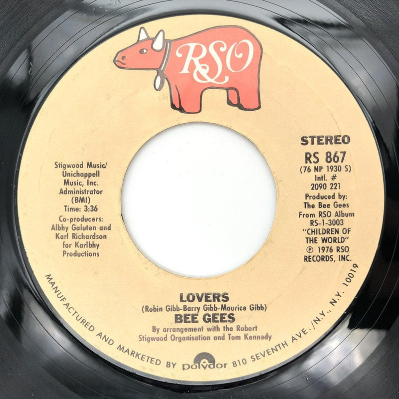 Bee Gees Boogie Child / Lovers Record 45 RPM Single RS-867 RSO 1976 4