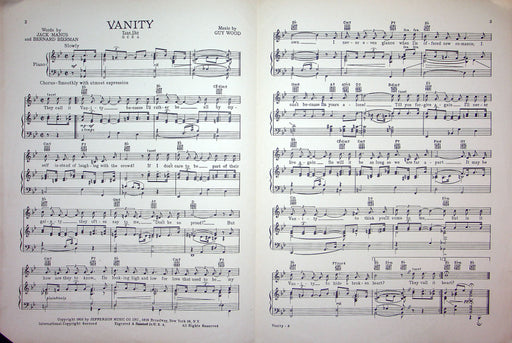 Sheet Music Vanity Don Cherry Jack Manus Bernard Bierman 1951 Guy Wood Piano 2