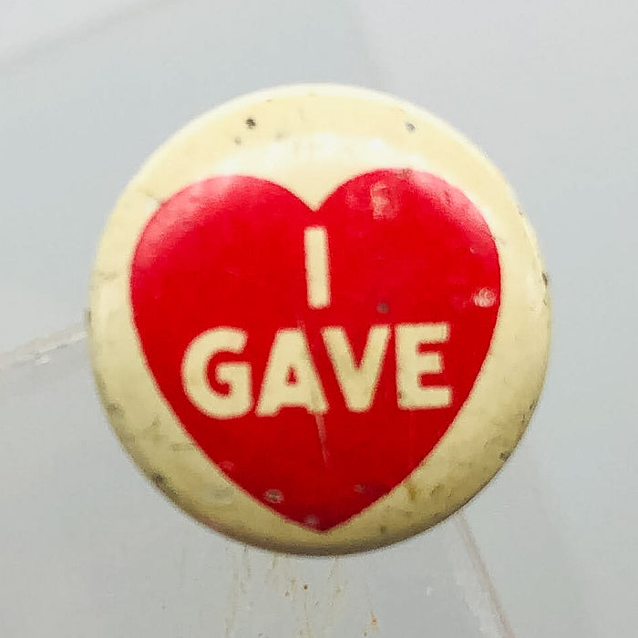 Vintage Blood Drive Donation Button Pin .375" I Gave Heart Green Duck Co