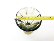 Vintage Gray Glass Vase 7" Pressed Smokey Black Tint Footed Flared Top 11