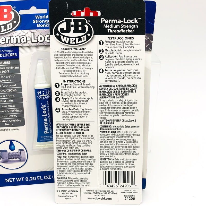 3pk JB Weld Perma Lock Medium Strength Threadlocker Fasteners Bolts Screws 34206