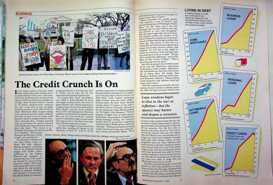 Newsweek Magazine March 31 1980 Carter Inflation Fighting Program Credit Closed 3