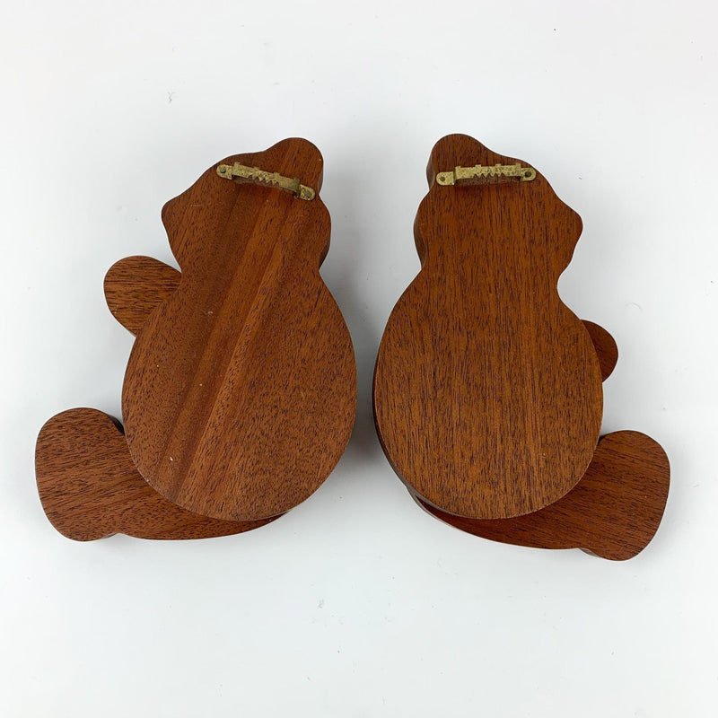 Country Rustic Poseable Articulated Wood 7" Brown Bear Wall Hangings - Set of 2 3