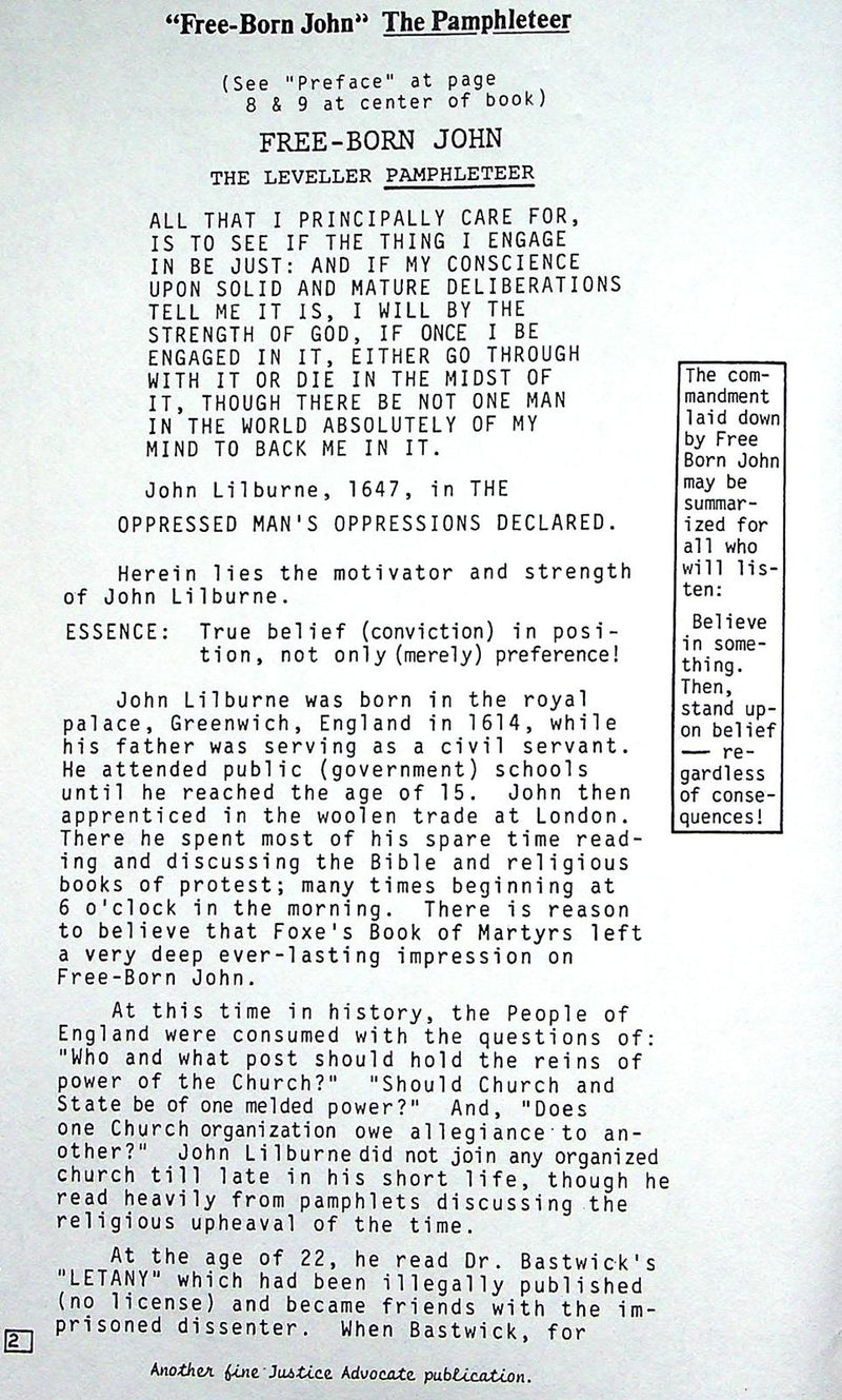 Free-Born John The Pamphleteer John Lilburne 16 Pgs