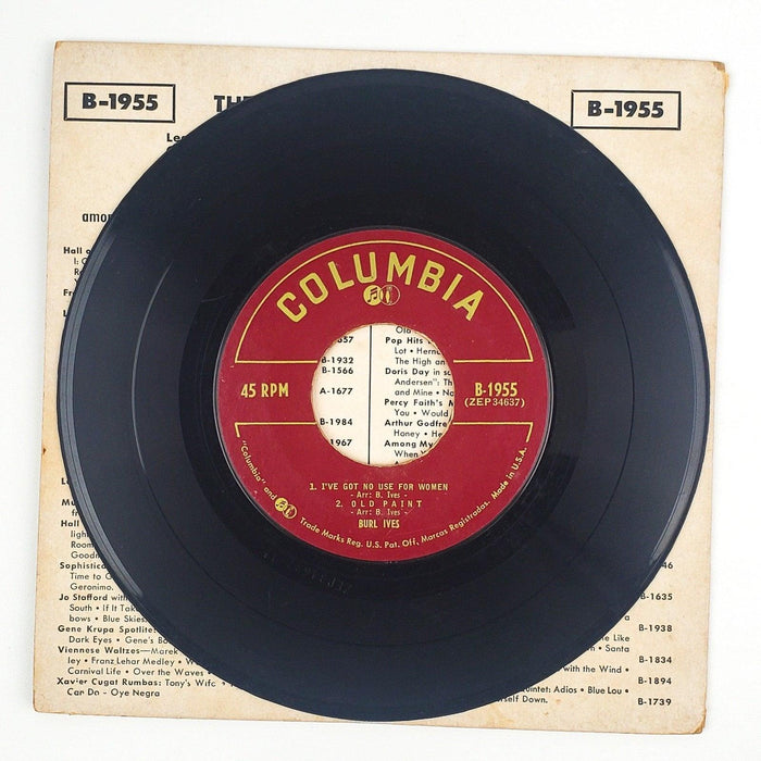 Burl Ives The Wayfaring Stranger Record 45 RPM EP B-1955 Columbia 3