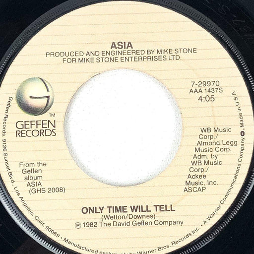 Asia 45 RPM Record Time Again / Only Time Will Tell David Geffen 1982 1