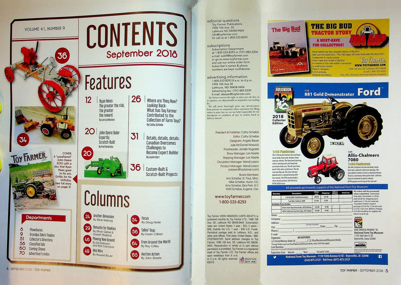 Toy Farmer Magazine September 2018 Vol 41 # 9 Custom & Scratch Built Projects