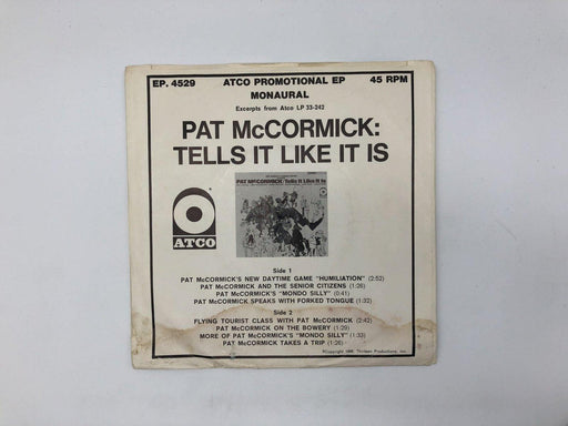 Pat McCormick Tells It Like It Is Record 45 RPM EP 4529 ATCO Records 1968 PROMO 2