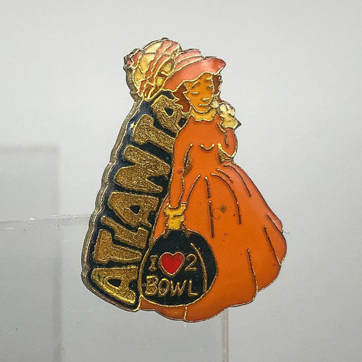 Atlanta Georgia Bowling Lapel Pin Pinback I Love To Bowl Vintage Southern Belle 1