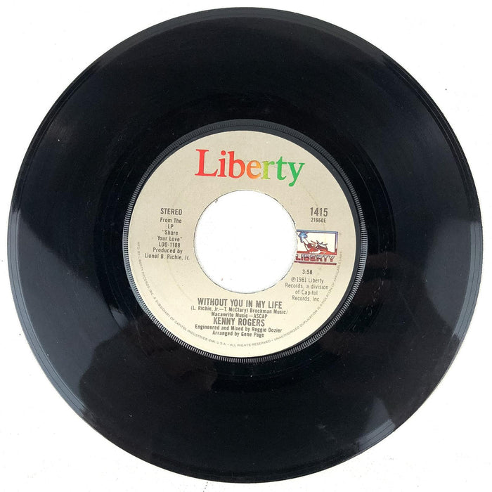 Kenny Rogers 45 RPM Record I Don't Need You / Without You in My Life Liberty Rec 3