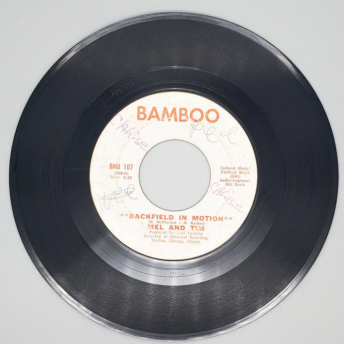 Mel And Tim Backfield In Motion Record 45 RPM Single BMB 107 Bamboo 1969 2