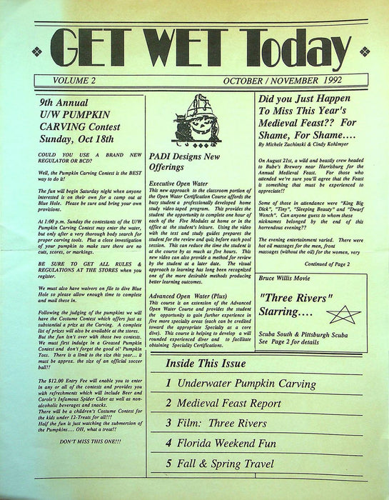 Get Wet Today Inc Newsletter Mar-June '91 & Oct/Nov '92 4