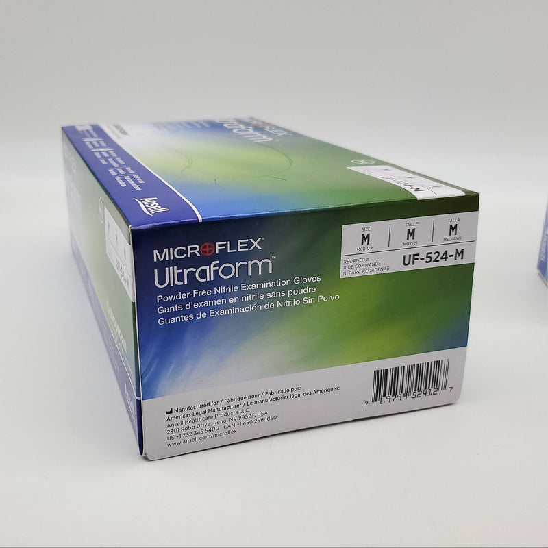 600ct Blue Powder Free Exam Gloves Medium Nitrile Microflex Ultraform UF-524-M