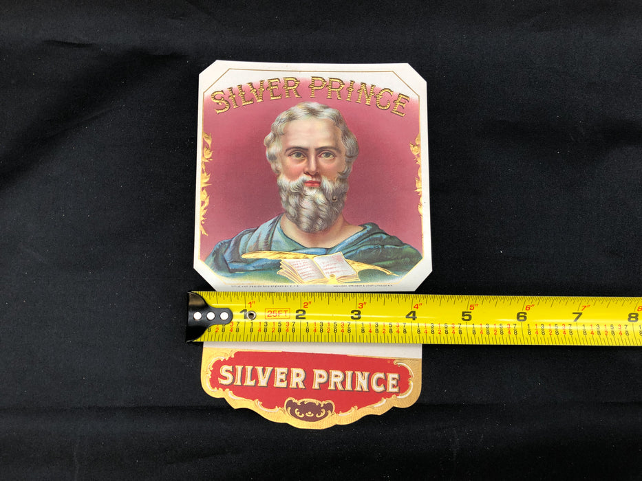 Silver Prince Cigar Label Box Wrapper Original 1920s Embossed Lithograph Moses