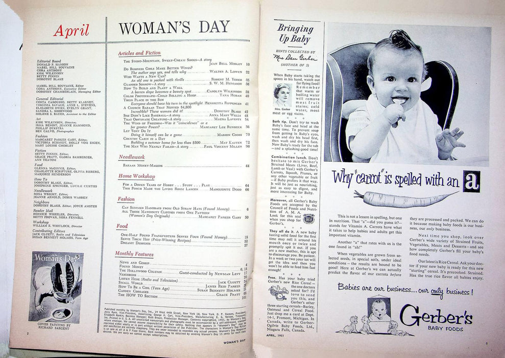 Woman's Day Magazine April 1951 Business Girls Make Better Wives Gerber's Baby