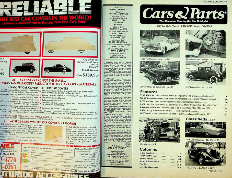 Cars & Parts Magazine February 1987 Vol 30 No 2 Thunderbird Special V-8 '56 Ford