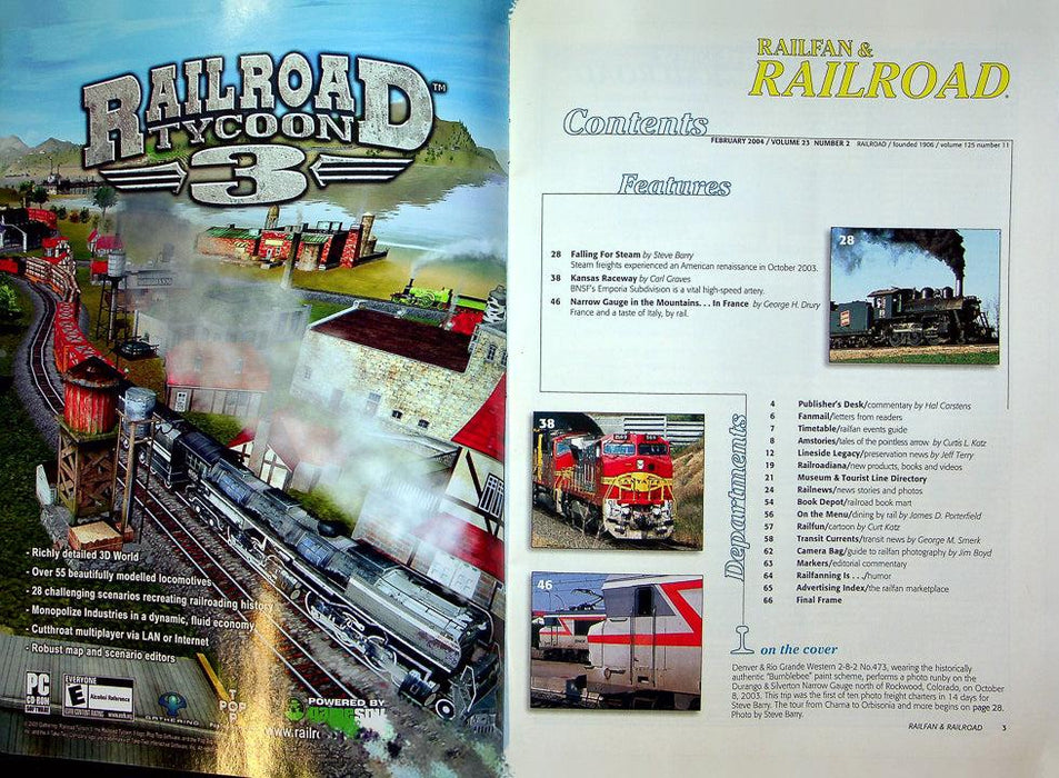 Railfan & Railroad Magazine February 2004 Vol 23 No 2 BNSF Emporia Subdivision