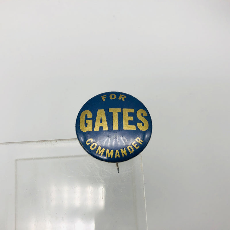 Vintage Gates For Commander Button 1" Bastian Bros Blue Gold Metal