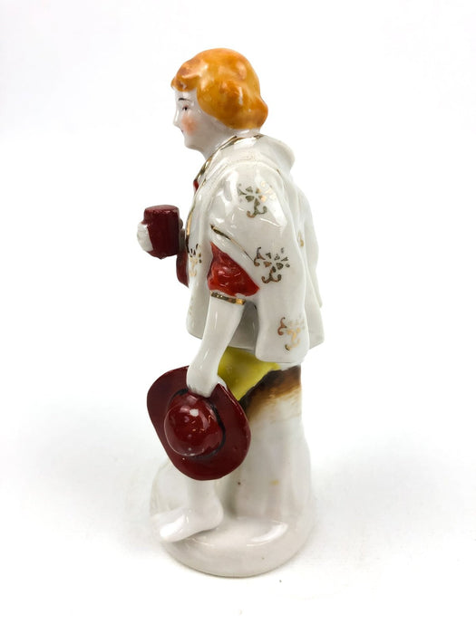 Occupied Japan Colonial English Man Holding Red Drink & Hat White Jacket Gold 4