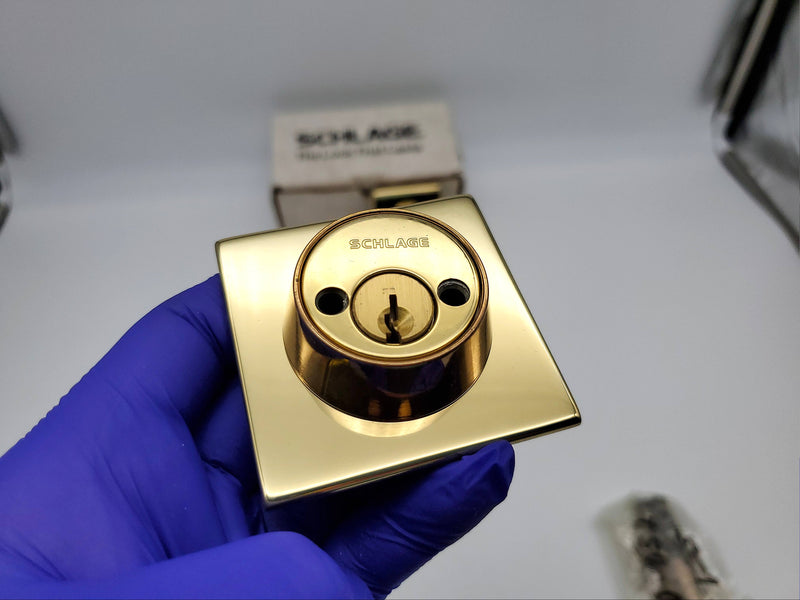 Schlage Deadbolt Double Cylinder Bright Brass 605 MUR B462N 2-3/4 BS NOS