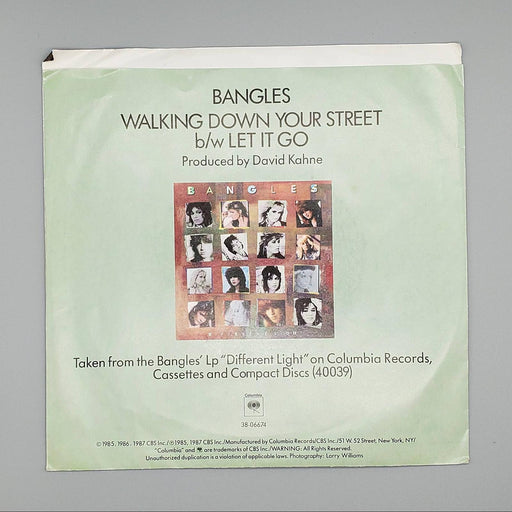 Bangles Walking Down Your Street Single Record Columbia 1987 38-06674 2
