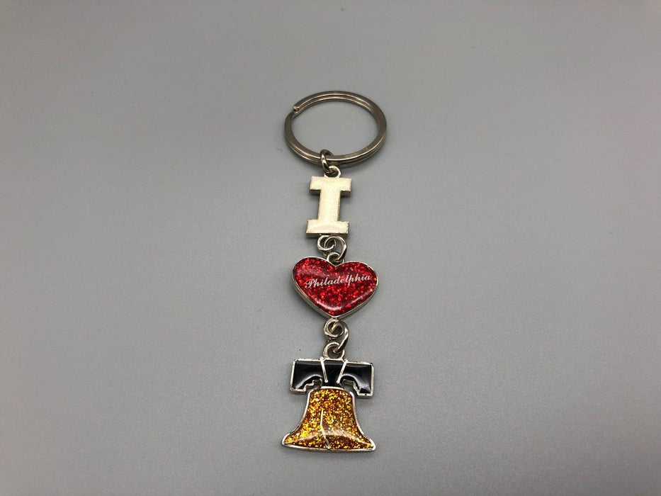 Philadelphia Key Chain Souvenir Trinket I Heart Philly Bell Sparkle Epoxy 4