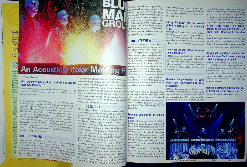 U The National College Magazine Spring 2004 Blue Man Group The Complex Yahoo