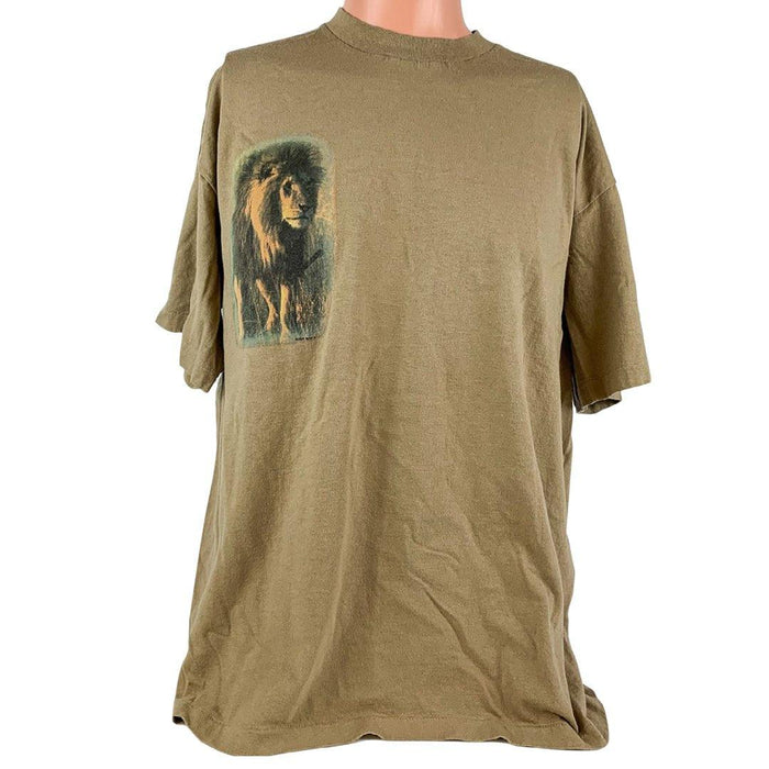 Vintage Zoo Tshirt The Wilds Ohio African Lion Tan Animal SZ XL Softee Tee Jays 1