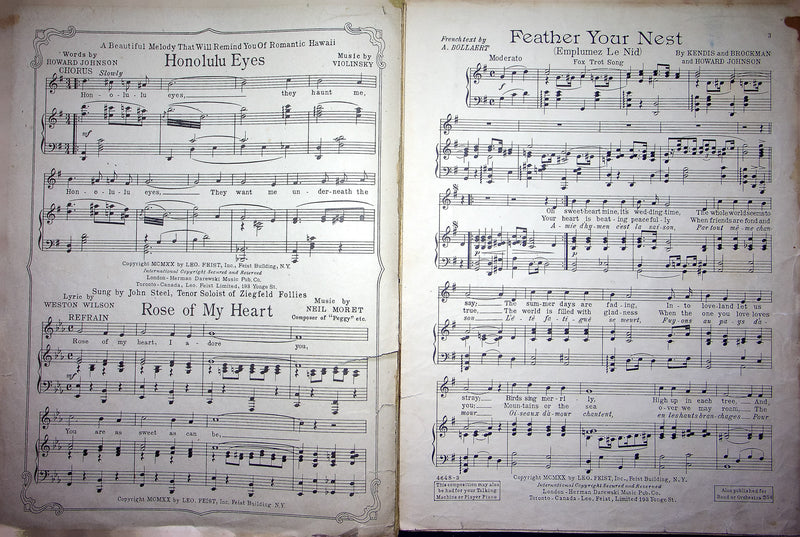 Vintage Sheet Music Feather Your Nest 1920 Anna Chandler Brockman Johnson Piano 3
