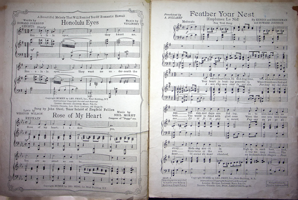 Vintage Sheet Music Feather Your Nest 1920 Anna Chandler Brockman Johnson Piano 3