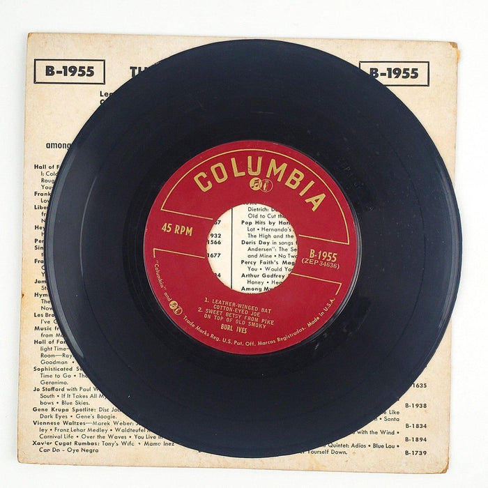 Burl Ives The Wayfaring Stranger Record 45 RPM EP B-1955 Columbia 4