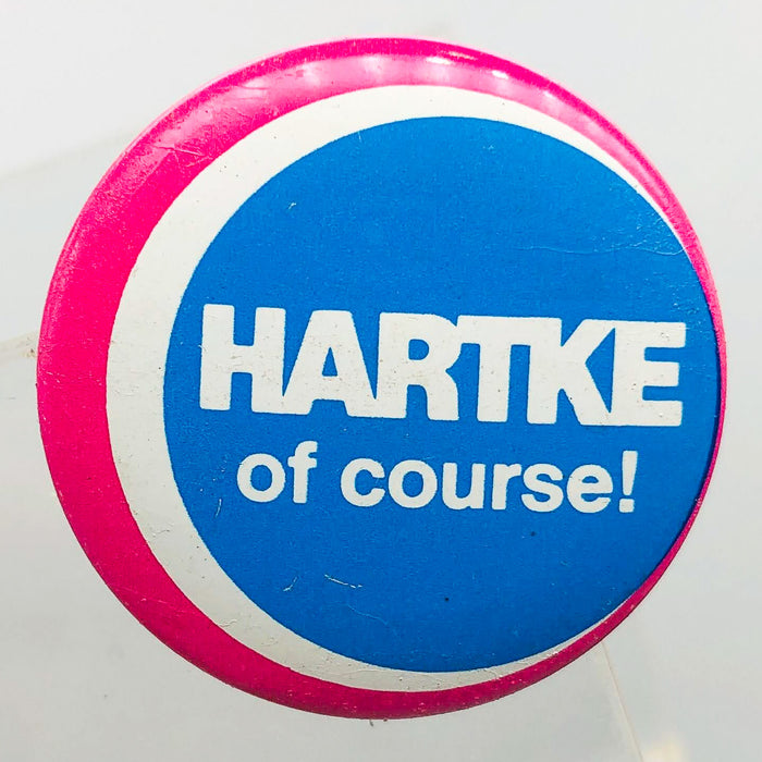 Hartke Of Course Button Pin 1.25" Indiana Senator Presidential Campaign Pink 7