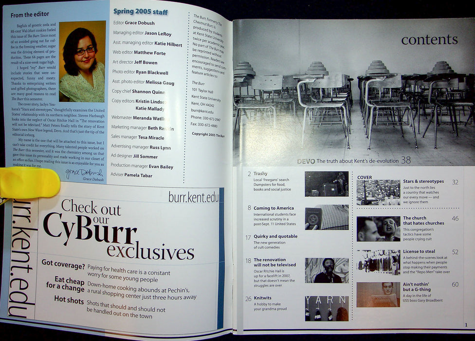 The Burr Magazine Spring 2005 Oscar Ritchie Hall Kent KSU Devo 80s Icon Knitwits