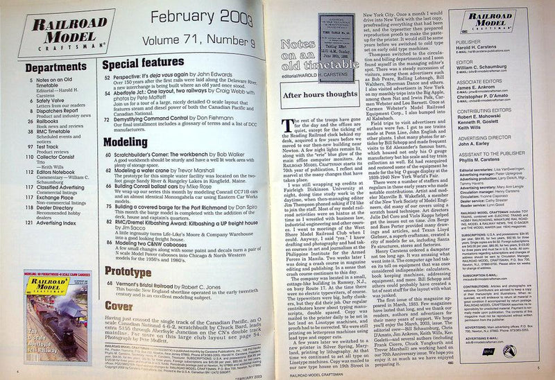 Railroad Model Craftsman Magazine February 2003 Vol 71 No 9 Aberfoyle Railway